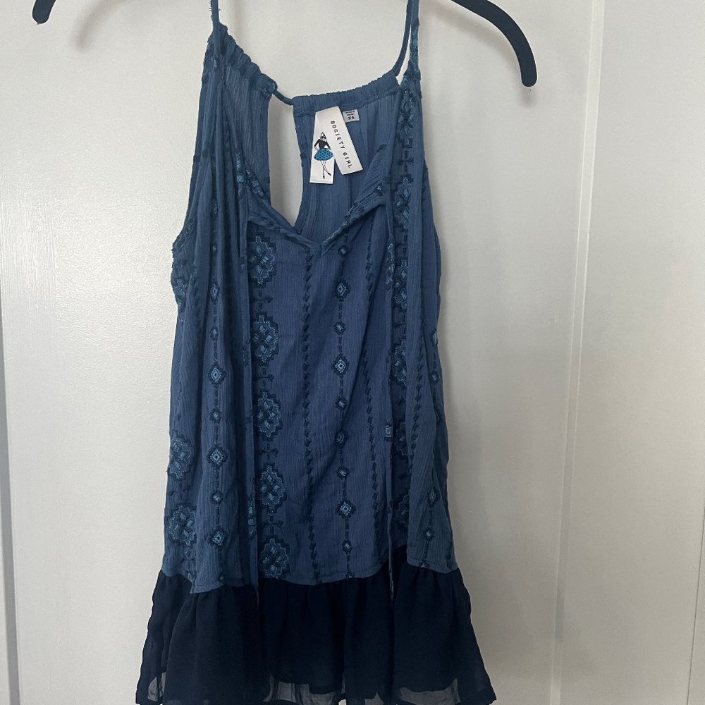 Boho Embroidered Tank Top with Tassels